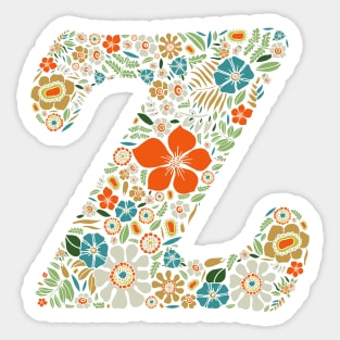 Hippie Floral Letter Z Sticker